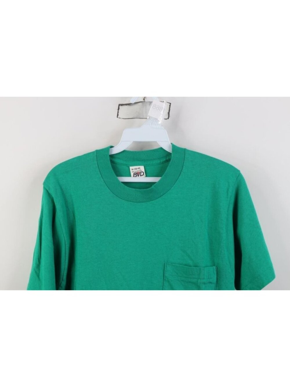 Vtg 70s 80s Streetwear Mens Medium Blank Cotton Pocket T-Shirt Kelly Green USA - Picture 2 of 12